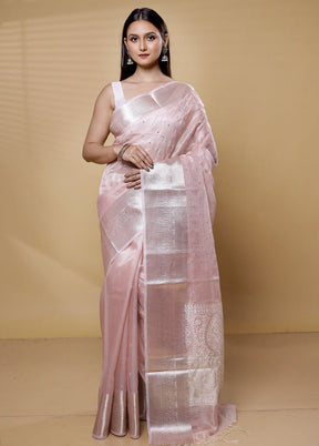 Pink Tissue Silk Saree With Blouse Piece