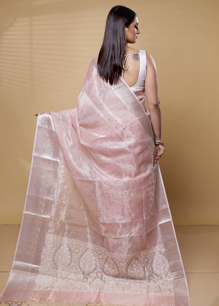 Pink Tissue Silk Saree With Blouse Piece