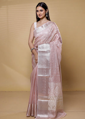 Pink Tissue Silk Saree With Blouse Piece