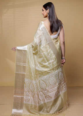 Green Tissue Silk Saree With Blouse Piece