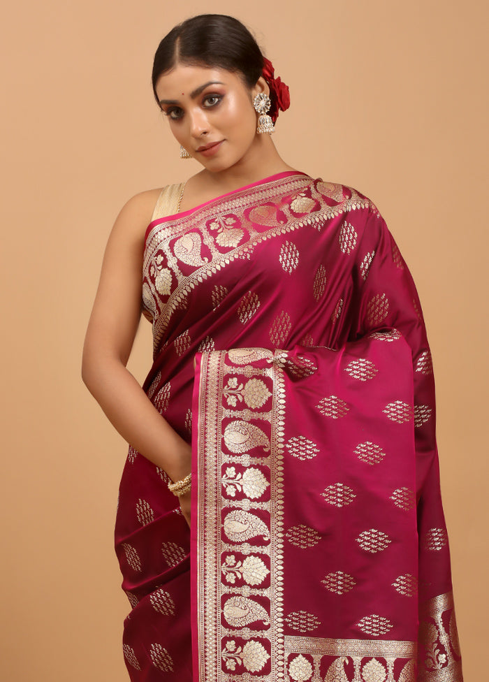 Purple Banarasi Silk Saree With Blouse Piece