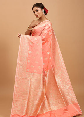 Pink Banarasi Silk Saree With Blouse Piece