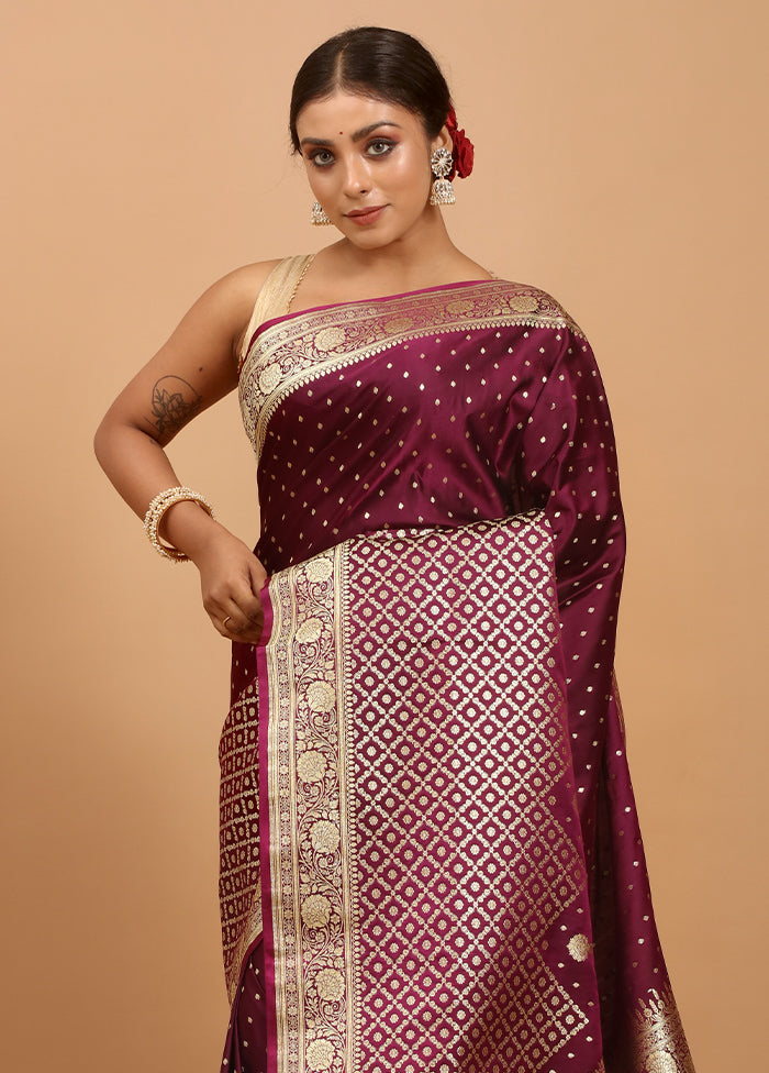 Pink Banarasi Silk Saree With Blouse Piece