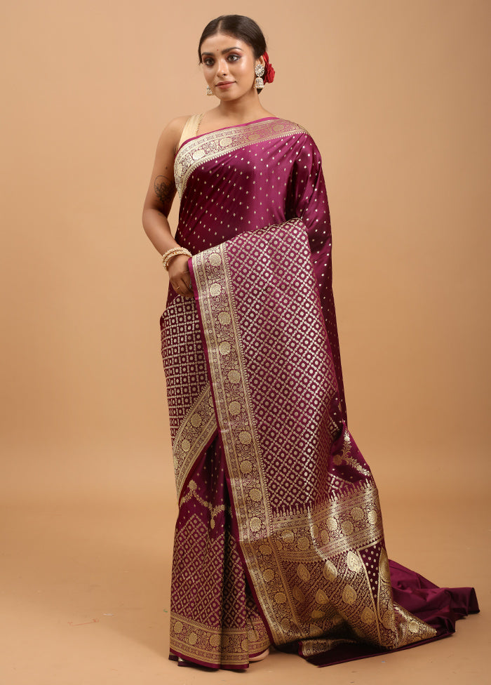 Pink Banarasi Silk Saree With Blouse Piece