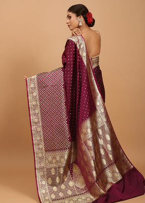 Pink Banarasi Silk Saree With Blouse Piece