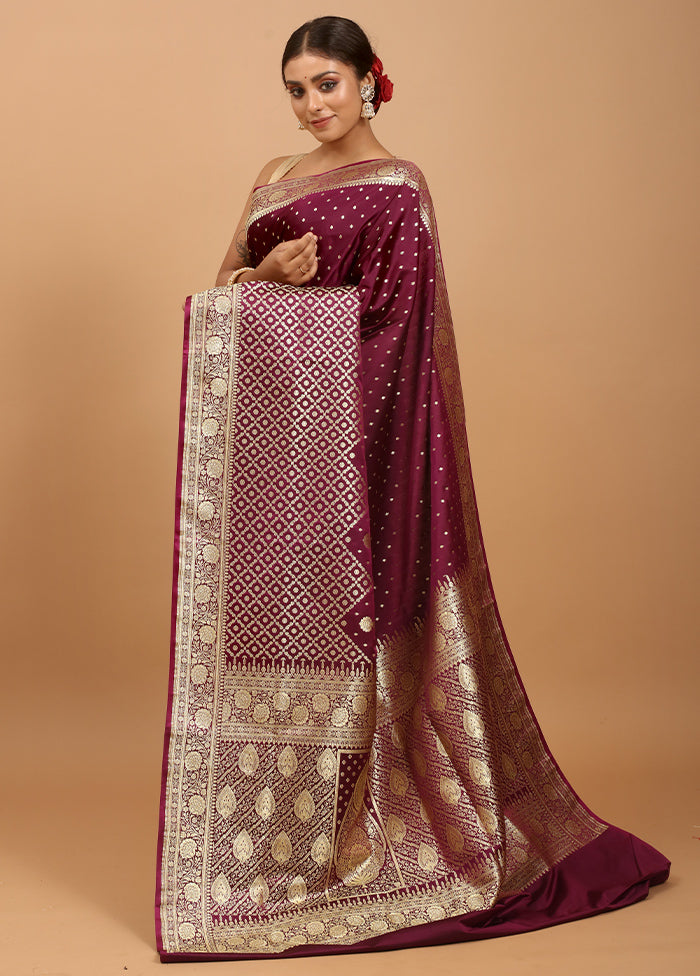 Pink Banarasi Silk Saree With Blouse Piece