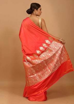 Pink Banarasi Silk Saree With Blouse Piece