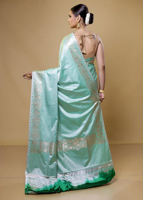 Green Banarasi Silk Saree With Blouse Piece