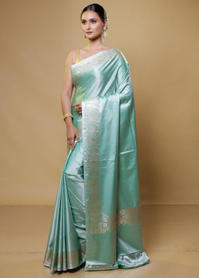 Green Banarasi Silk Saree With Blouse Piece