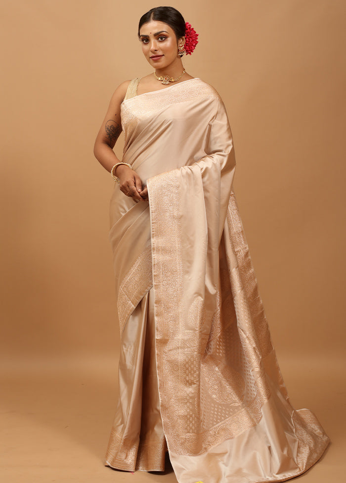 Grey Banarasi Silk Saree With Blouse Piece