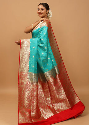 Green Tanchoi Silk Saree With Blouse Piece