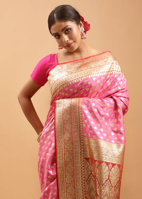 Pink Tanchoi Silk Saree With Blouse Piece