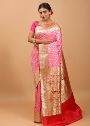 Pink Tanchoi Silk Saree With Blouse Piece