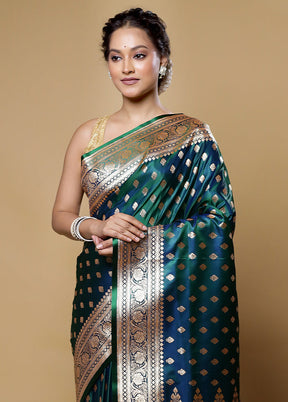 Green Banarasi Silk Saree With Blouse Piece