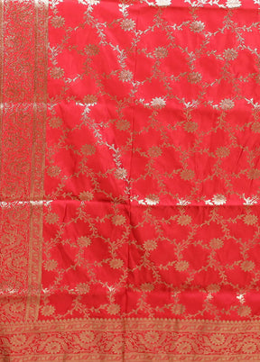 Pink Banarasi Silk Saree With Blouse Piece