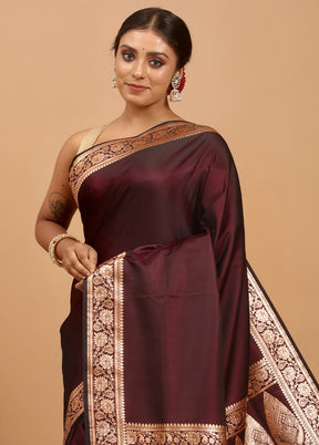 Purple Banarasi Silk Saree With Blouse Piece