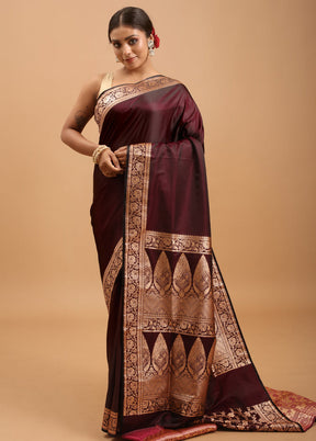 Purple Banarasi Silk Saree With Blouse Piece