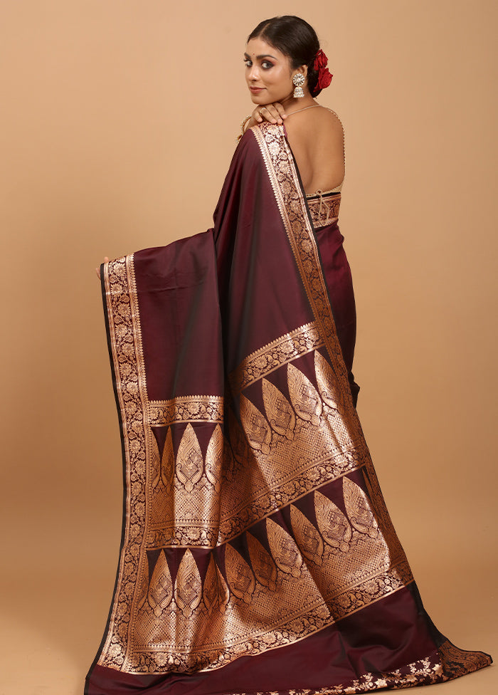 Purple Banarasi Silk Saree With Blouse Piece