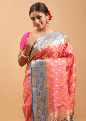 Pink Tanchoi Silk Saree With Blouse Piece