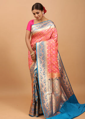 Pink Tanchoi Silk Saree With Blouse Piece