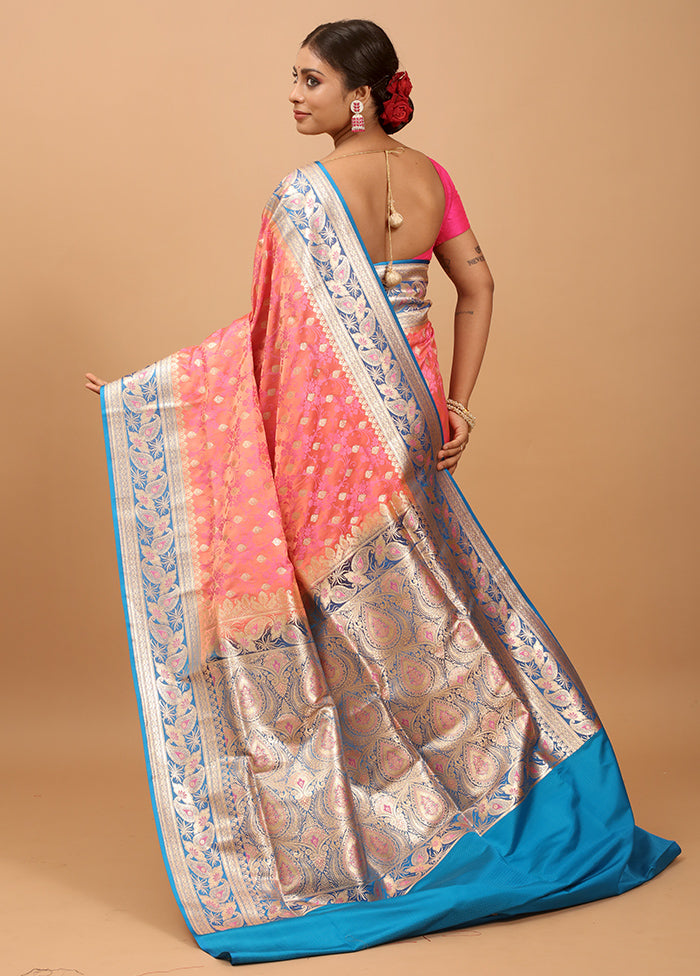 Pink Tanchoi Silk Saree With Blouse Piece