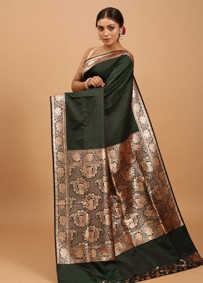 Green Banarasi Silk Saree With Blouse Piece