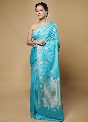 Green Dupion Silk Saree With Blouse Piece