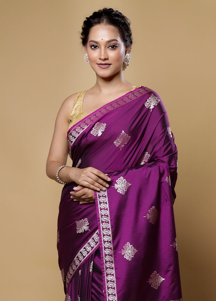 Purple Dupion Silk Saree With Blouse Piece