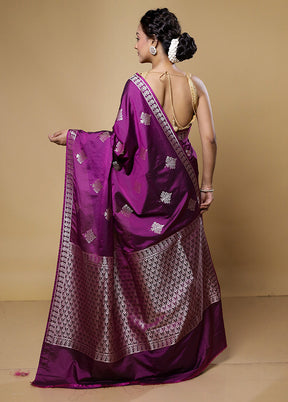 Purple Dupion Silk Saree With Blouse Piece