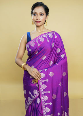 Purple Dupion Silk Saree With Blouse Piece