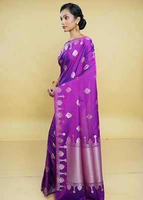 Purple Dupion Silk Saree With Blouse Piece