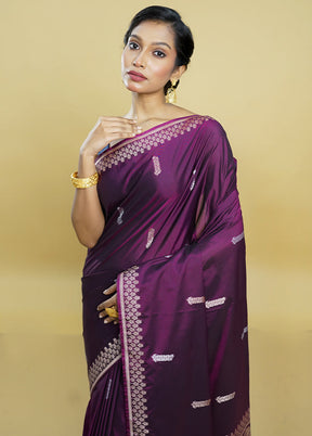 Purple Dupion Silk Saree With Blouse Piece