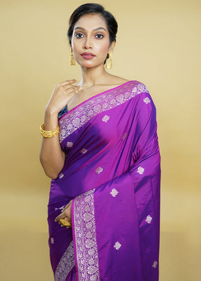 Purple Dupion Silk Saree With Blouse Piece