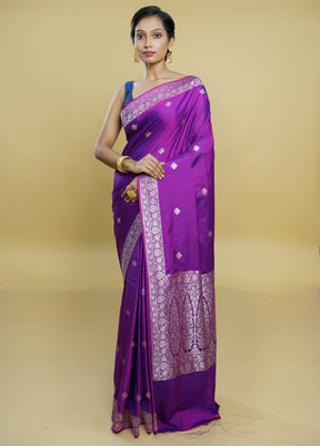 Purple Dupion Silk Saree With Blouse Piece