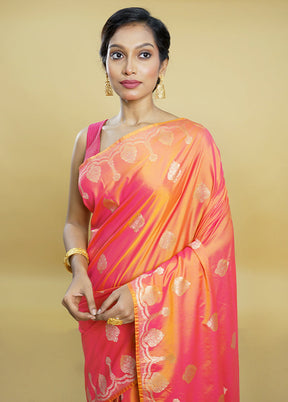 Pink Dupion Silk Saree With Blouse Piece