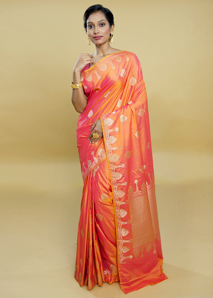 Pink Dupion Silk Saree With Blouse Piece