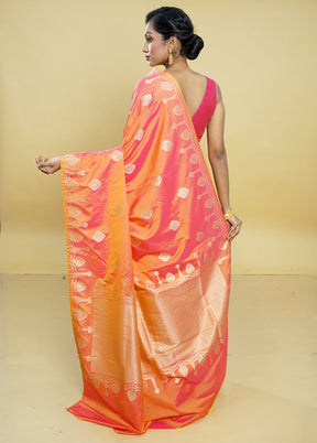 Pink Dupion Silk Saree With Blouse Piece