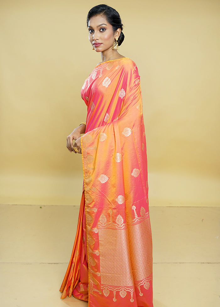 Pink Dupion Silk Saree With Blouse Piece