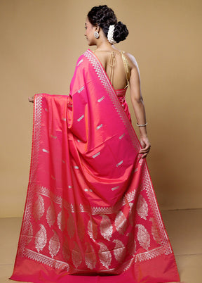 Pink Dupion Silk Saree With Blouse Piece