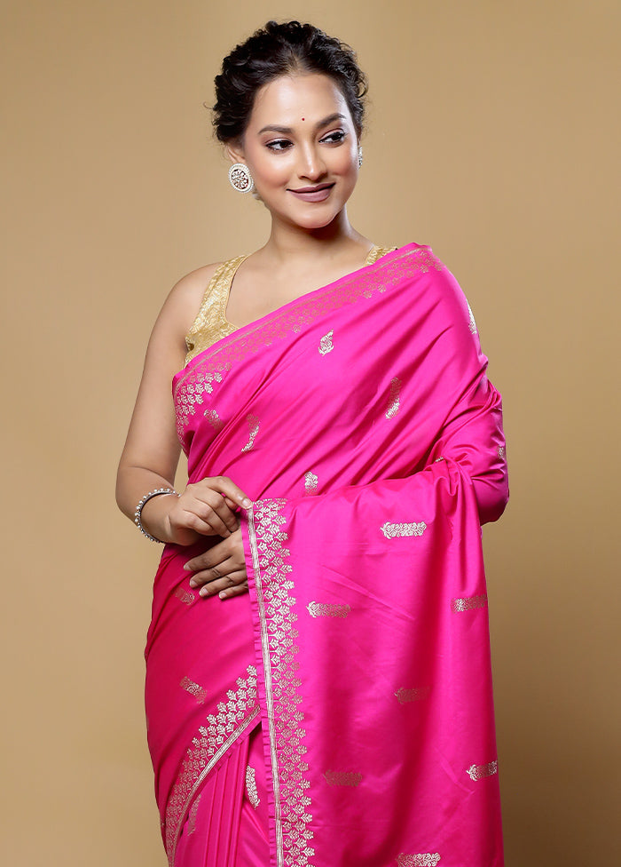 Pink Dupion Silk Saree With Blouse Piece