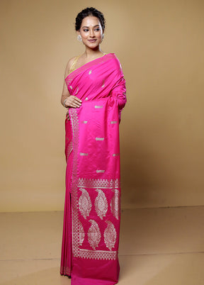 Pink Dupion Silk Saree With Blouse Piece