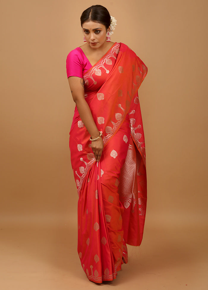 Pink Dupion Silk Saree With Blouse Piece