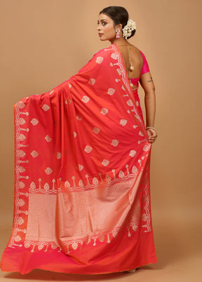 Pink Dupion Silk Saree With Blouse Piece