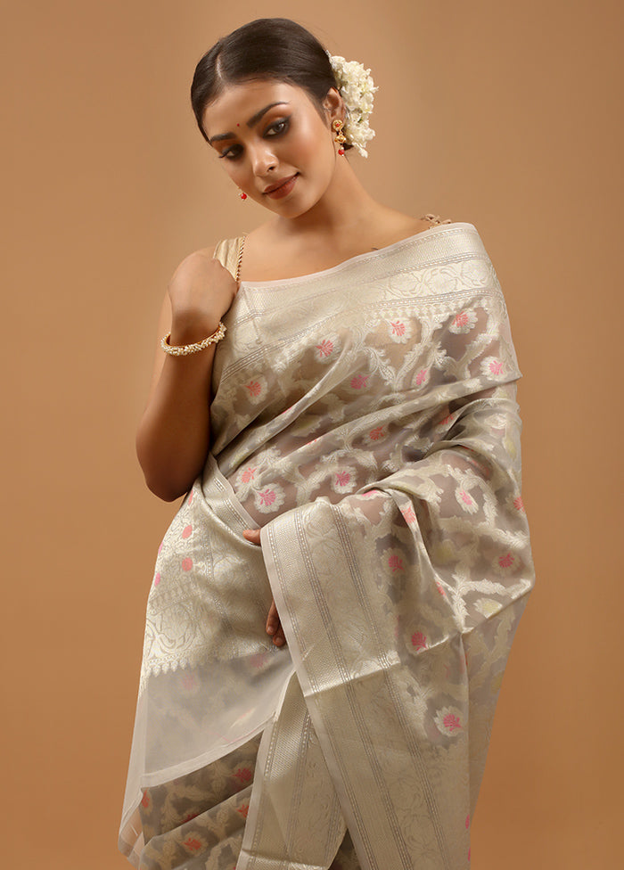 Grey Organza Saree With Blouse Piece