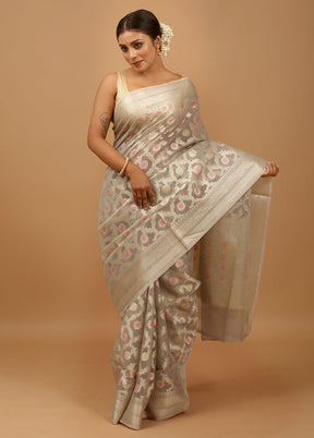 Grey Organza Saree With Blouse Piece