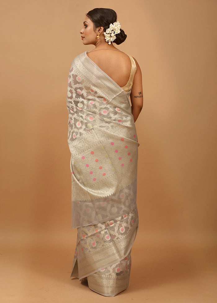 Grey Organza Saree With Blouse Piece