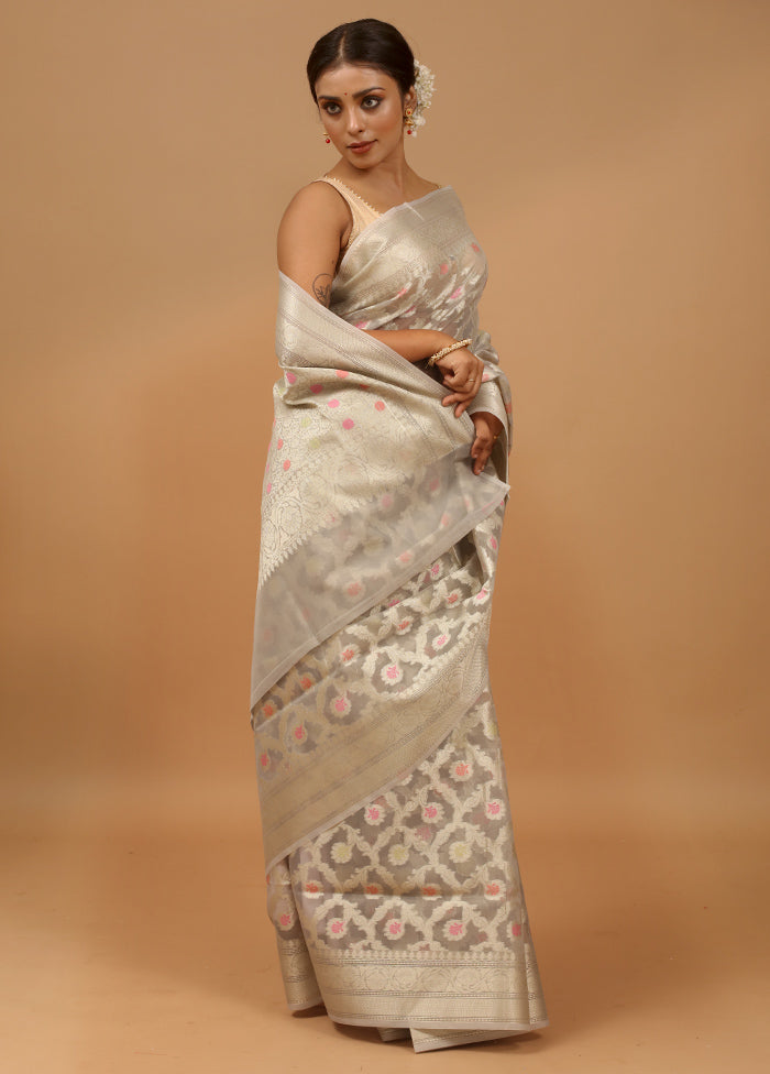 Grey Organza Saree With Blouse Piece