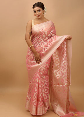 Pink Organza Saree With Blouse Piece