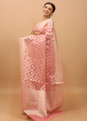 Pink Organza Saree With Blouse Piece