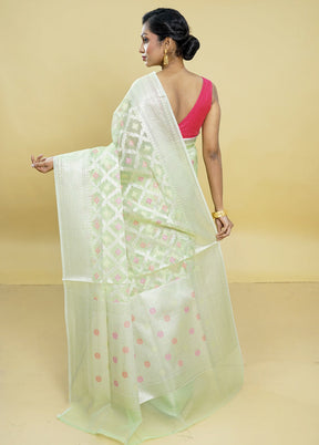 Green Organza Saree With Blouse Piece